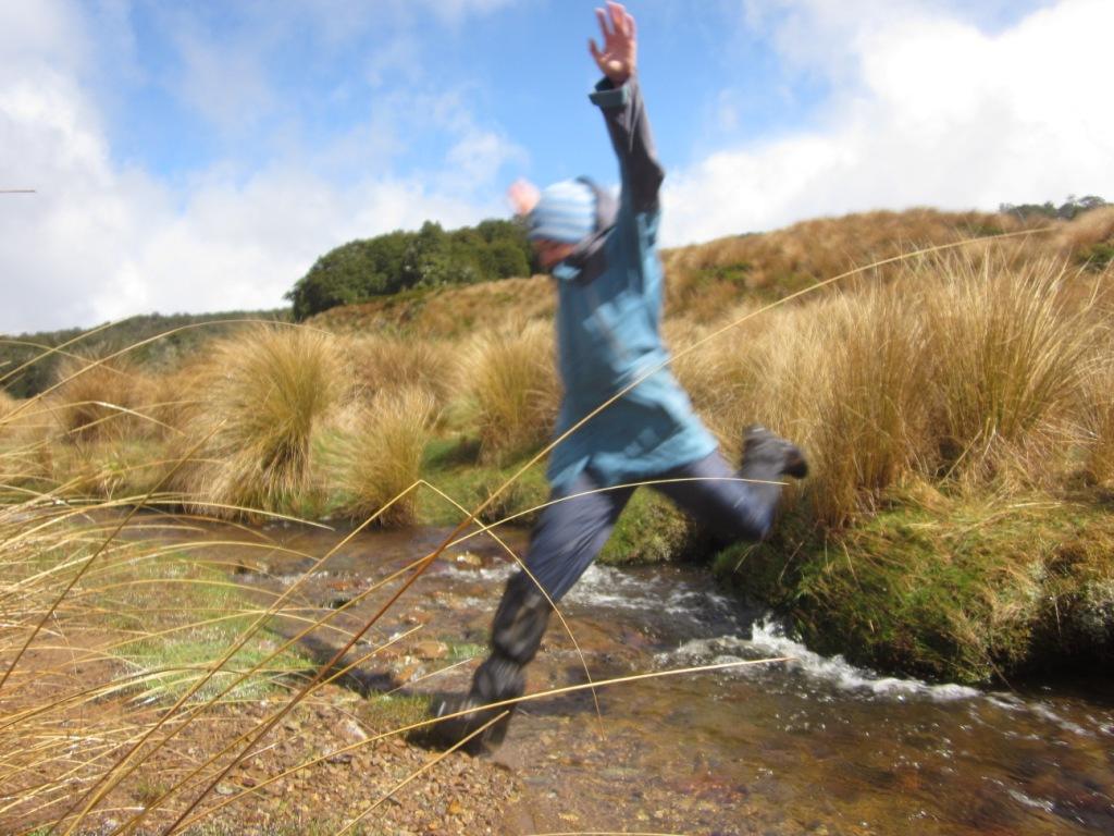 jumping over a creek