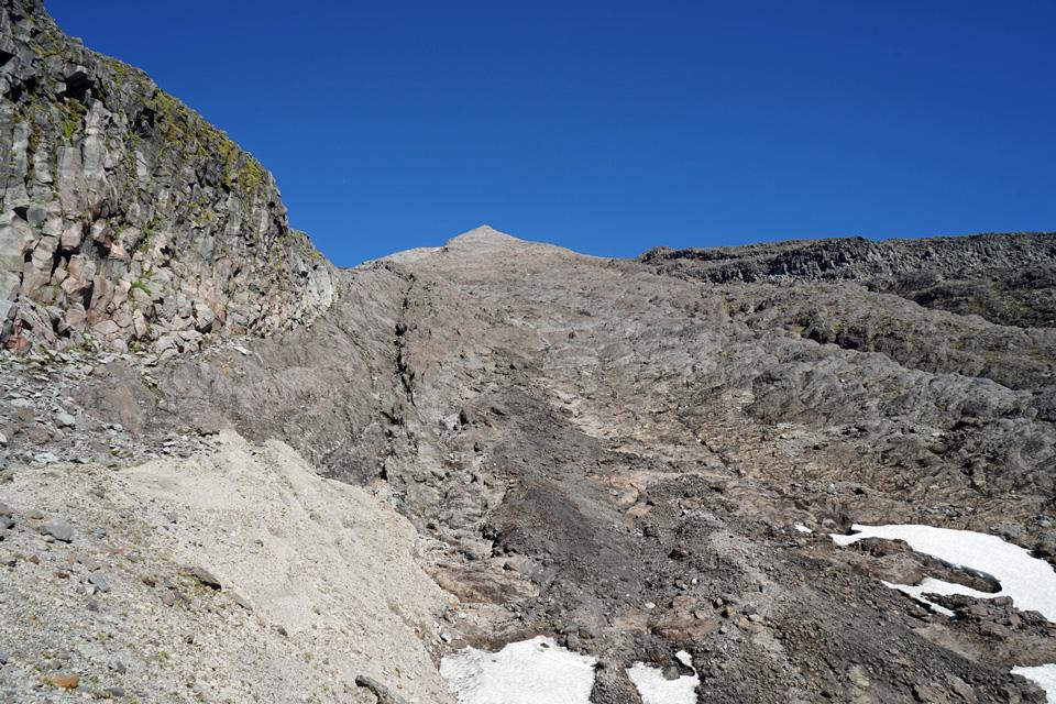 Looking up the East Ridge the Sharks Tooth looks a long way to climb.
