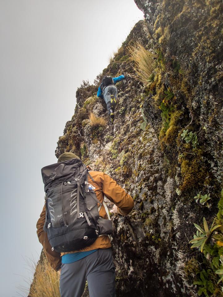 Starting up the first steep step of the Broken Axe Pinnacles