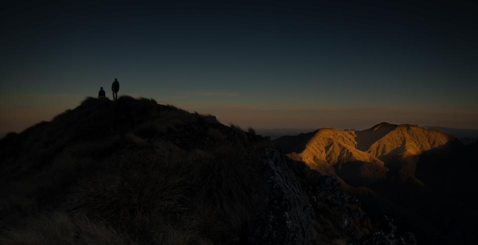 Nearing Jumbo as the sun sets on Mt Holdsworth