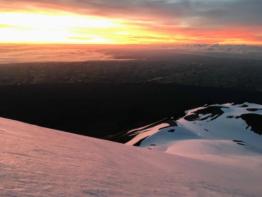Climbing the south side of Mt Taranaki at dawn