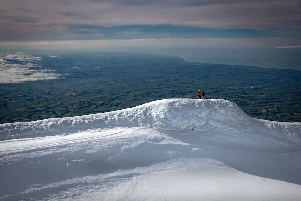 Standing on the rim of the crater Mt Taranaki