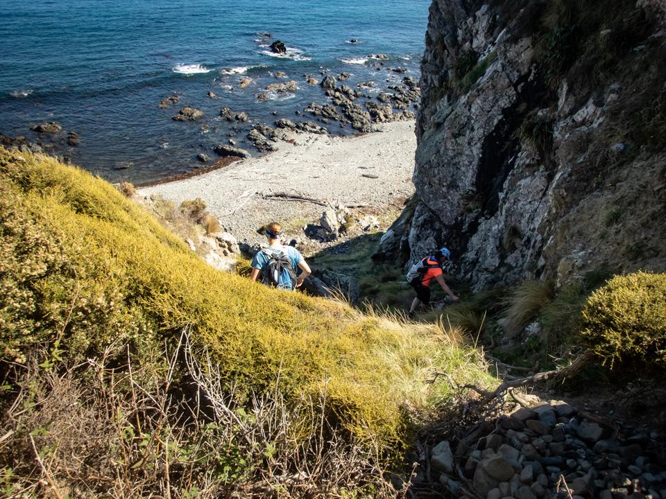 Dropping back to the beach once past the cliffs