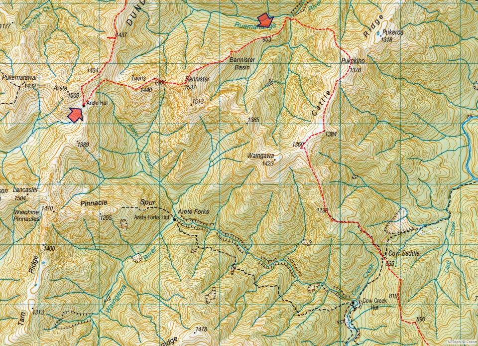 Topo map of Northern Tararuas