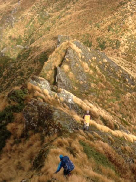 Trampers heading down Angle Knob
