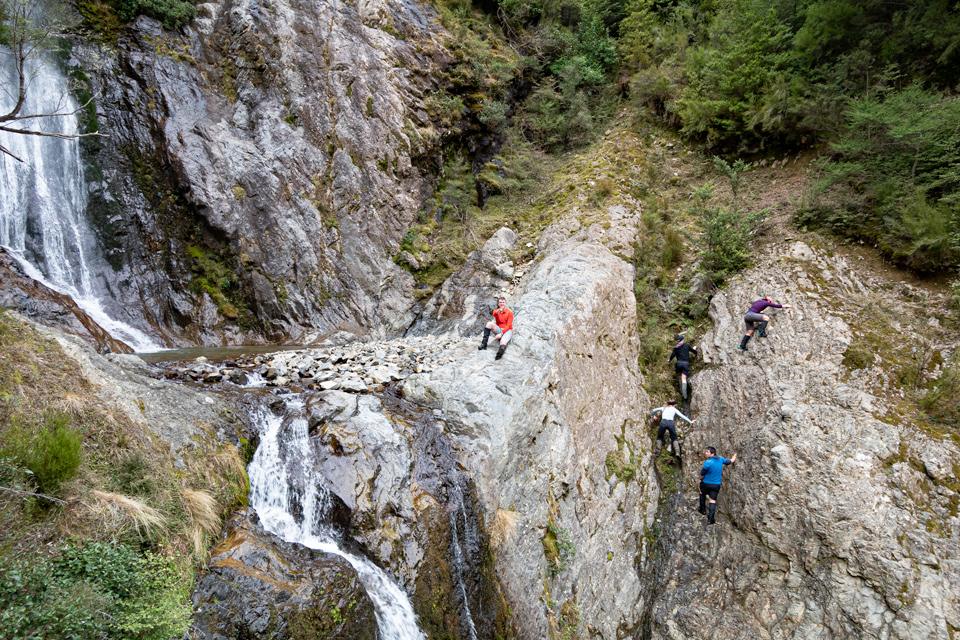 Climbing to the waterfall pool