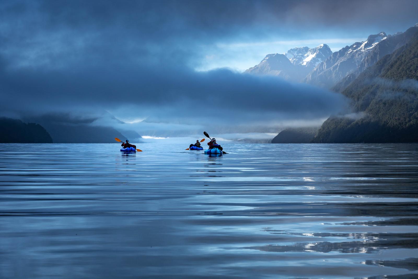 Paddling Lake McKerrow early morning before the mid-day sea breeze develops