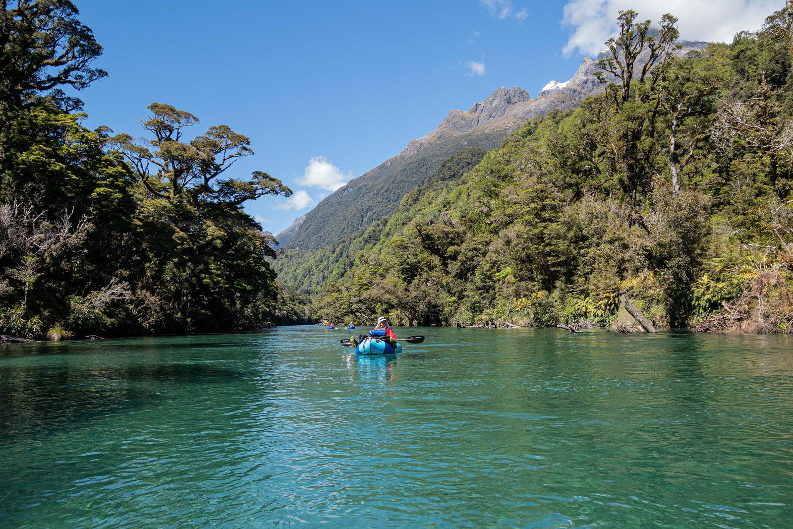Grade 1 paddling on the Hollyford River