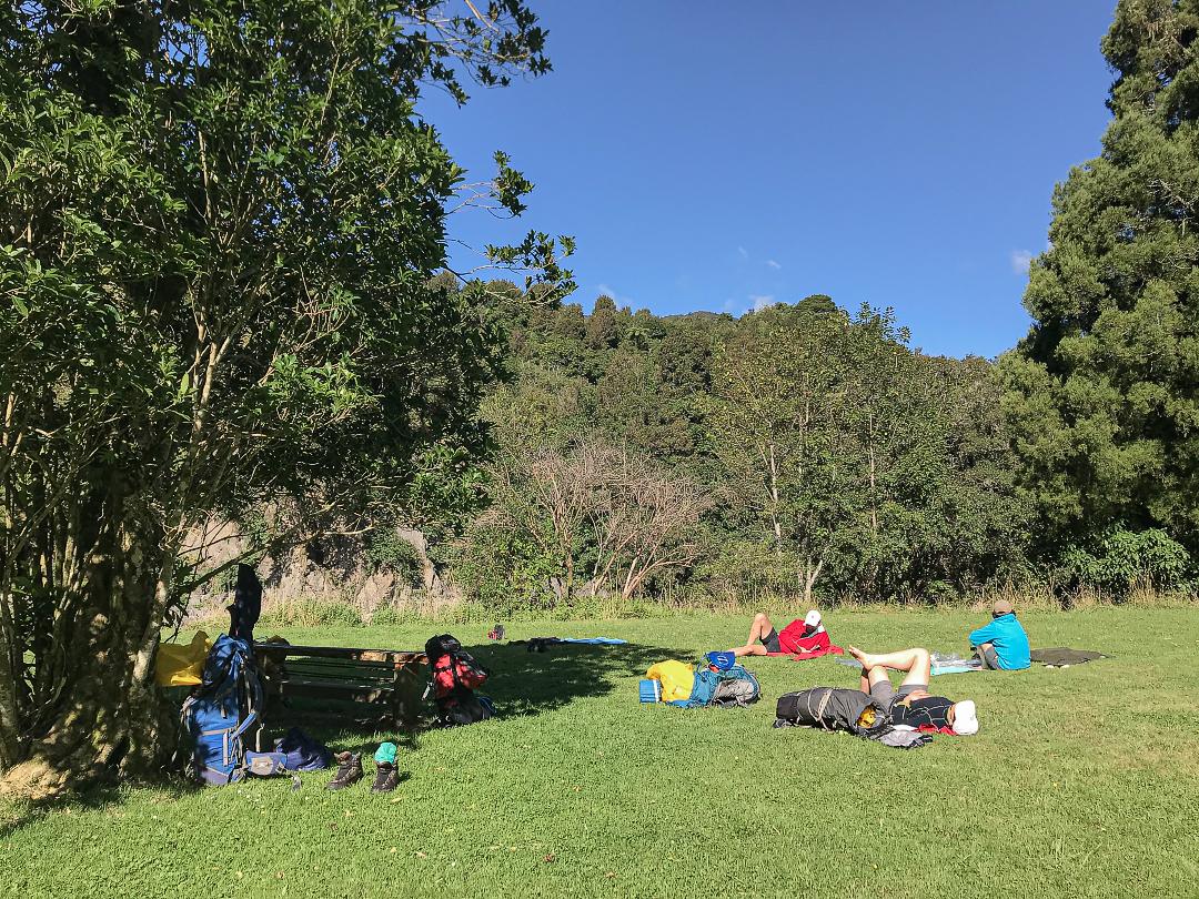 Relaxing in the sun at Otaki Forks