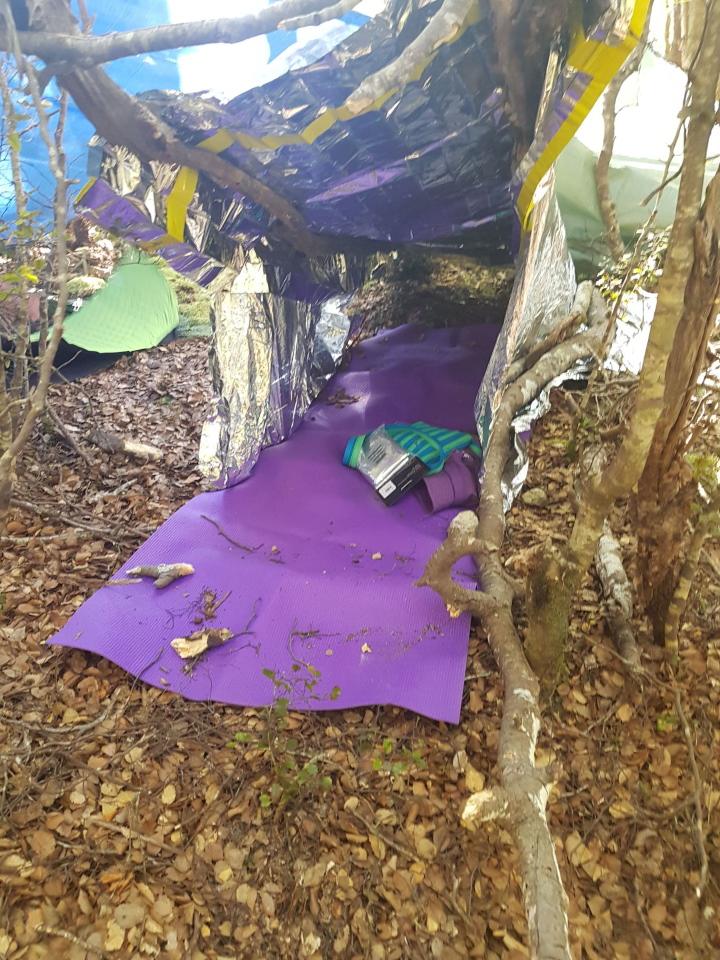 A completed emergency shelter