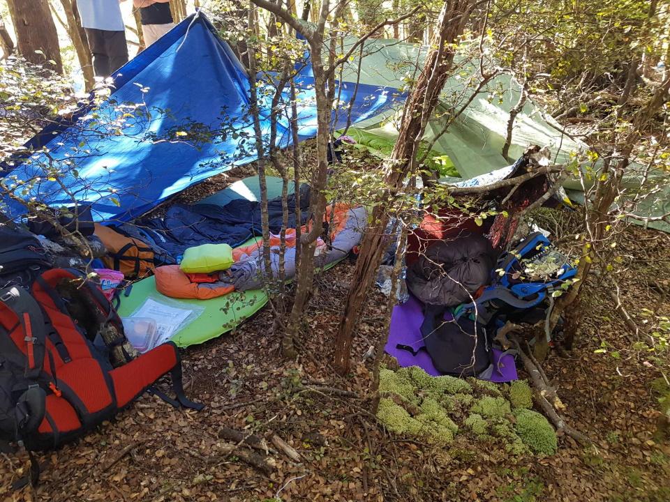 A completed emergency shelter