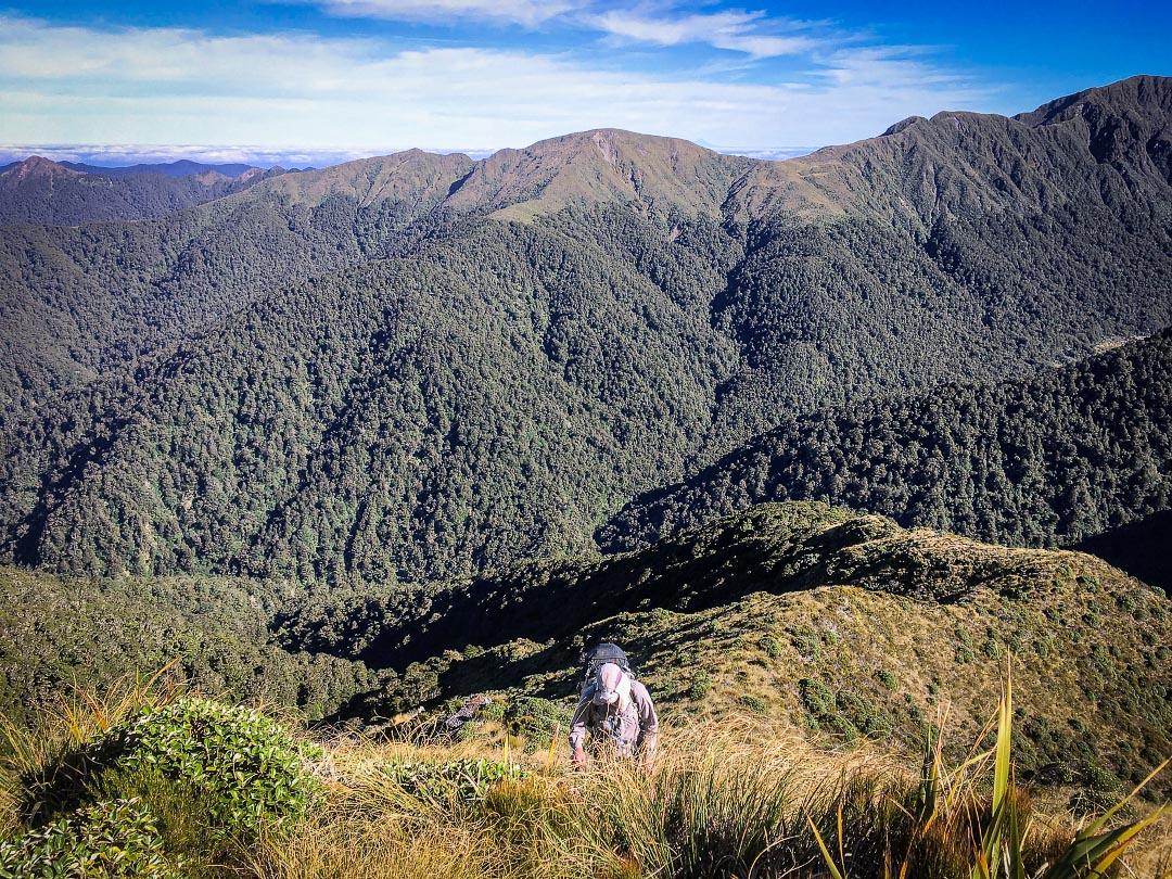 Ascending to Dorset Ridge in the Tararua Range