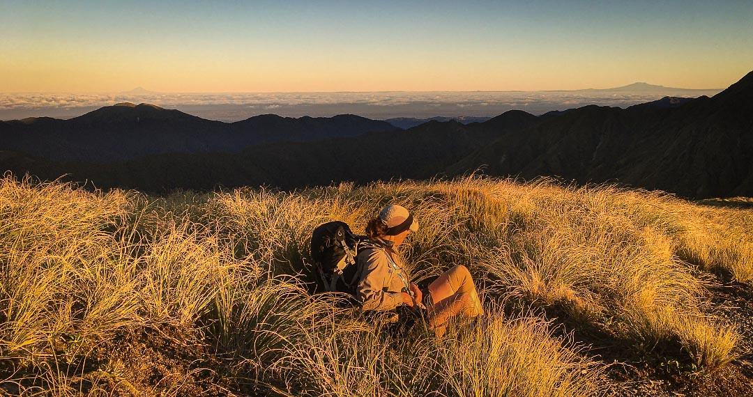 Taranaki and Ruapehu viewed from the Tararua Range