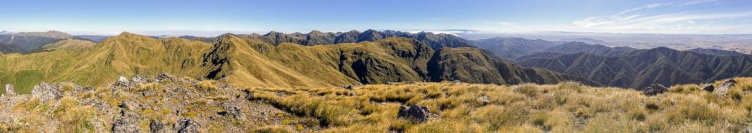 View from Mitre in the Tararua Rangewith no clouds