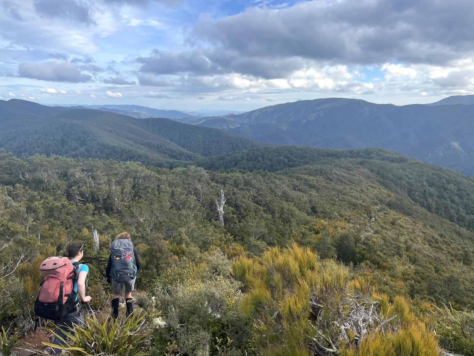 Two trampers on a ridge