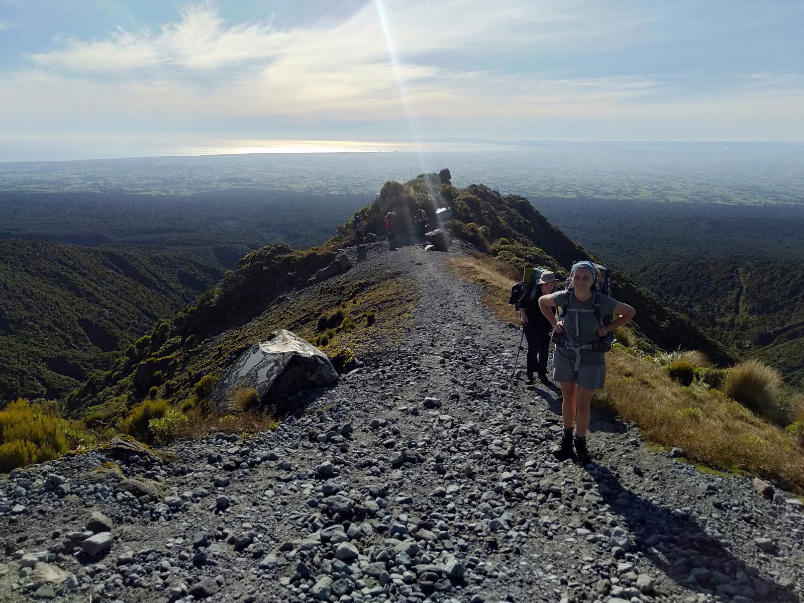 Four trampers on a ridge