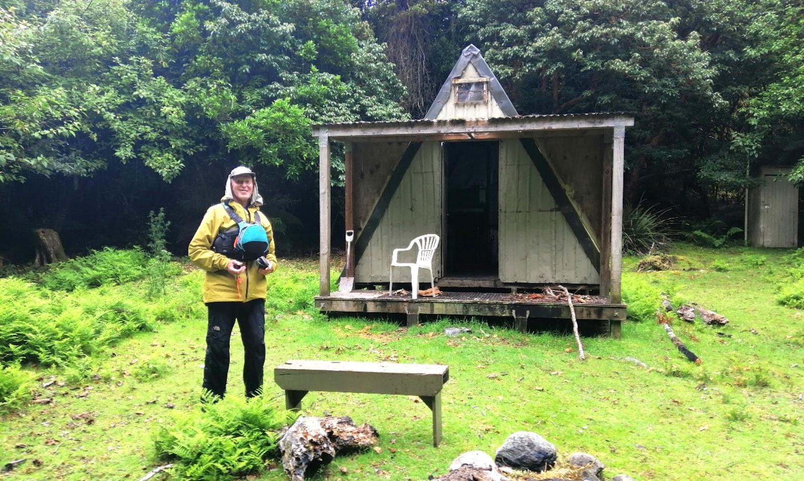 Having a short stop at Eel Creek Hut
