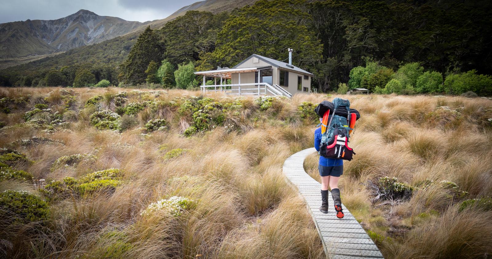 Arriving at Green Lake Hut