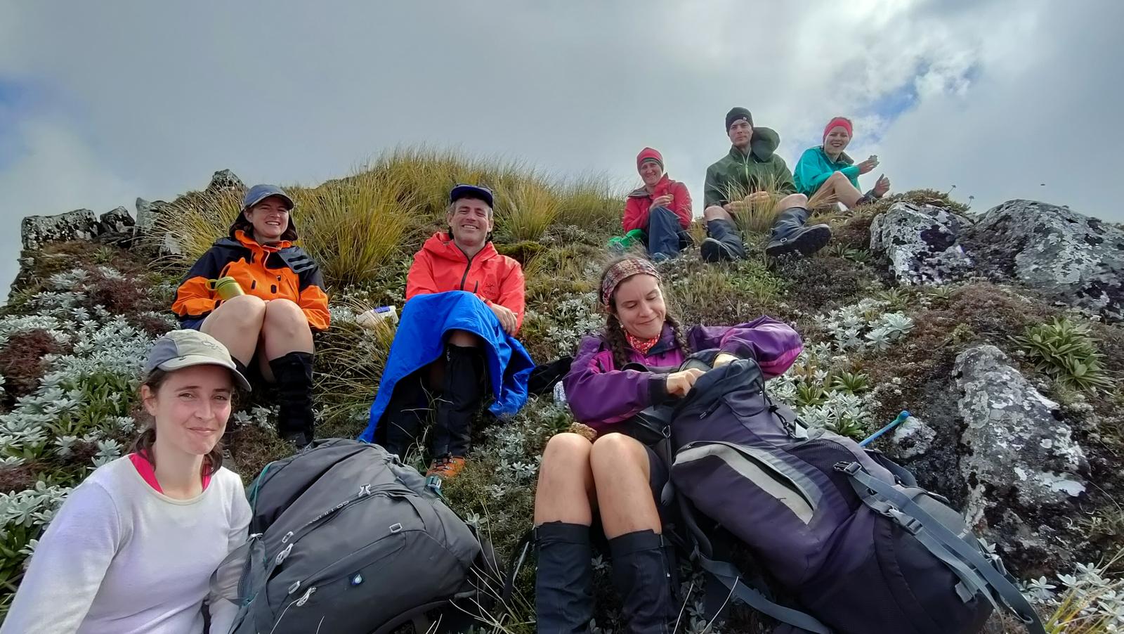 Photo credit: Anne. Lunch just below Te Atuaoparapara.