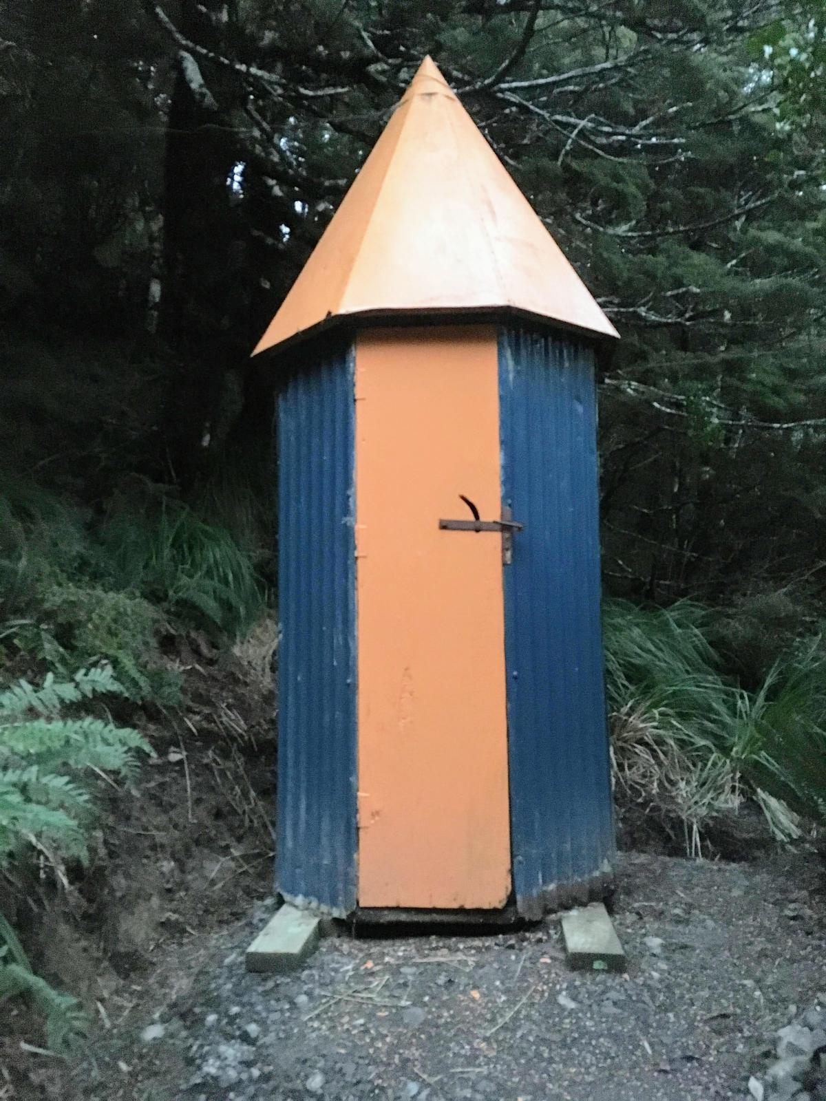 Photo credit: Emily. Rocket ship long-drop at Waikamaka Hut.