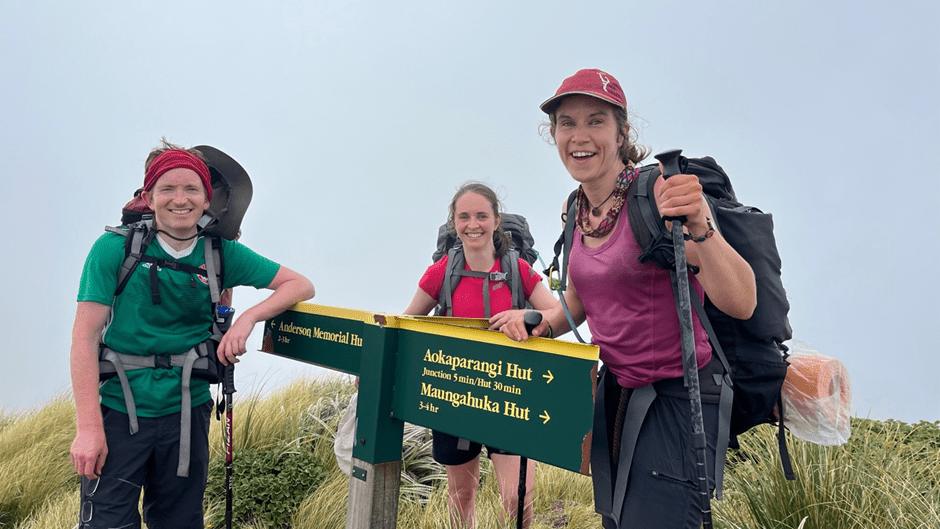 Joining the Main Range at the end of a long climb up to Aokaparangi