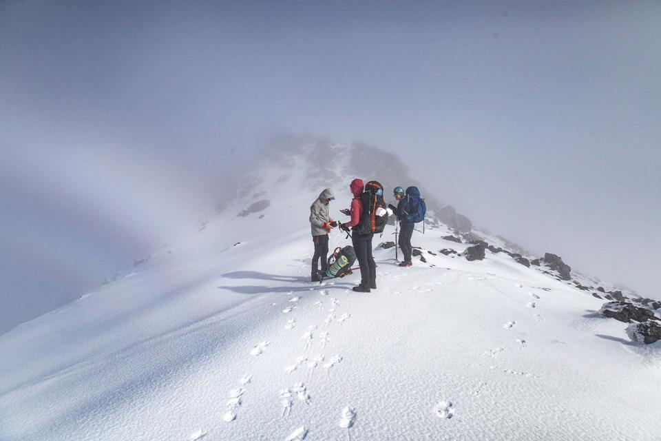 Climbing on the ridge to Mt Tongariro