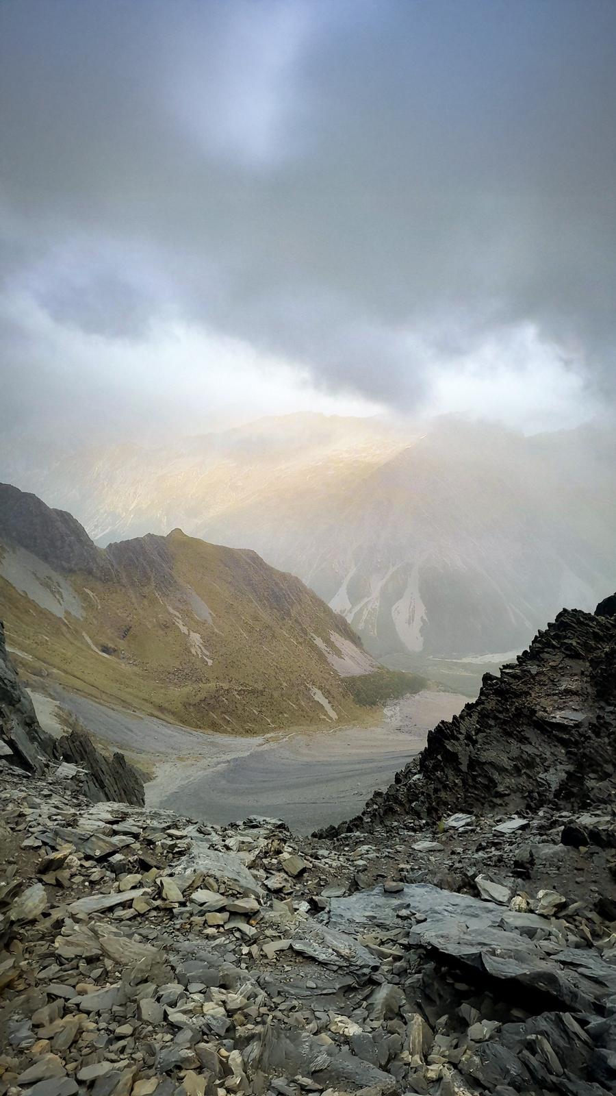 On Gunsight Pass - South Temple below