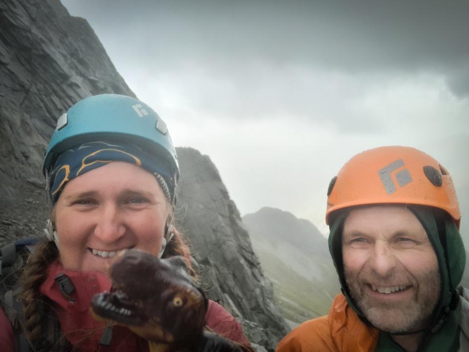 Sarah and Matt on Gunsight Pass with friend Dino