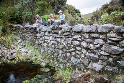 Lunch at the tin miners' dam on the way to the Tin Range