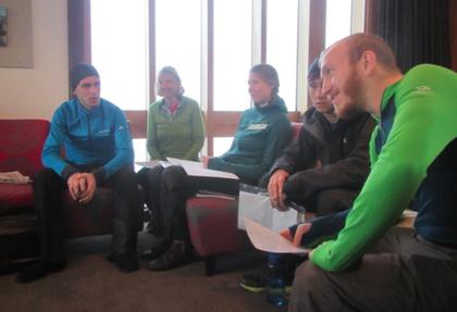 George, Jan, Zuzana, Maj-Britt and Bart present their expedition plan to the group (photo: Henry)