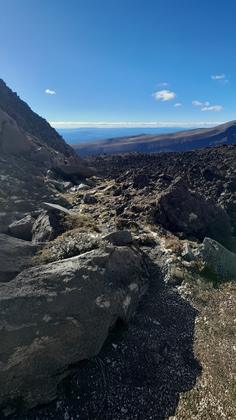 Ground trail below the cliffs of Pukekaikiore