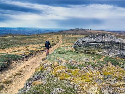Mountain biking along the top of the Rock and Pillar Range Otago