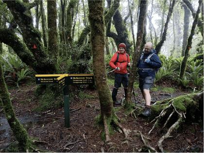 Eoin and Edd at the junction of the Clay Ridge and McKerrow tracks