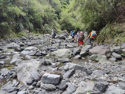 Rock-hopping up the southern branch of the Otakaha stream