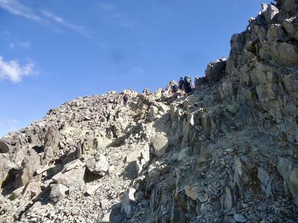 The extra steep rocky climb