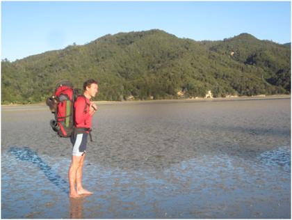 Crossing Awaroa inlet late afternoon