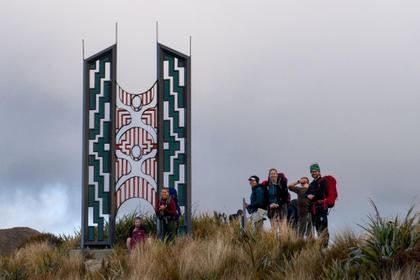 Editor’s note: This poupou tells the story of the separation of Ranginui and Papatūānuku, depicting Tāne and his brother Paia. As Tāne found himself slightly too short to push their parents apart, Paia stood on his shoulder, giving him the leverage needed to complete the task. (Ngai Tahu newsletter, May 2025) Photo credit Tawera