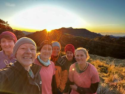 Team selfie at Mt Fell Hut. (Photo credit: Lynsey).