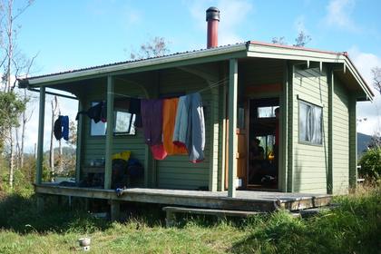 Airing our kit in the sun at Awapoto Hut