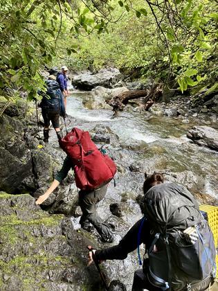 Rock hopping along the creek
