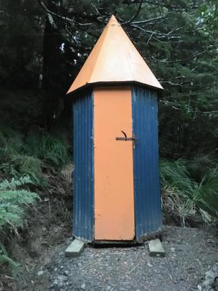 Photo credit: Emily. Rocket ship long-drop at Waikamaka Hut.