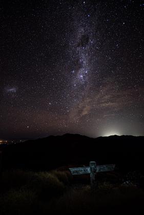 On Jumbo with the glow from the lights of Wellington