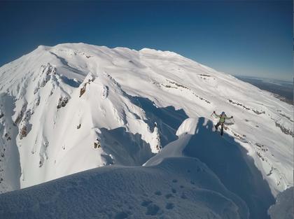 View of the Pinnacle Ridge from the summit of Great Pinnacle. Henry stands just next to where we built our anchor for the abseil