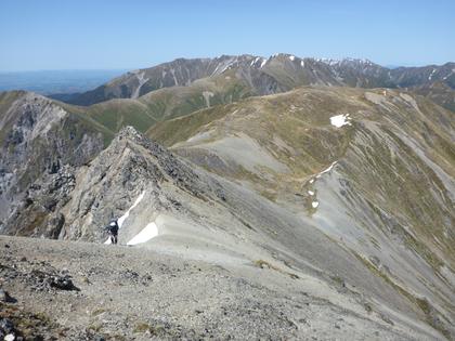 Walking up a shingle spur