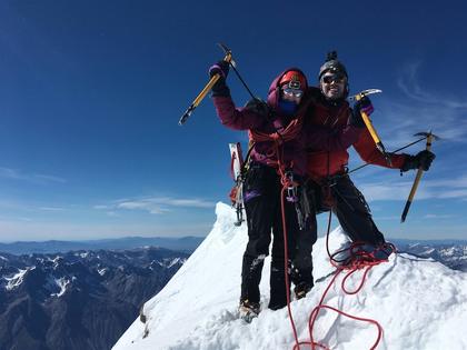 Elisabet and Nick on the summit of Aoraki High Peak 3724m