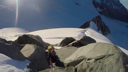Elisabet clearing a tricky rocky section on Mt Green’s South ridge