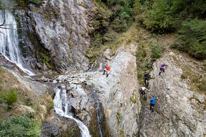 Climbing to the waterfall pool