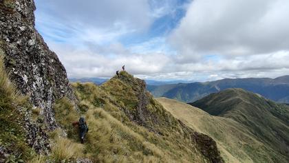 Just past the gnarly bit dropping off Angle Knob. (Photo Credit: Anne)