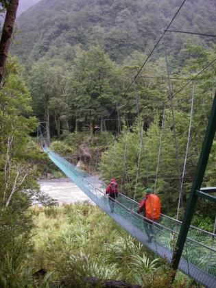 swing bridge at cow creek hut