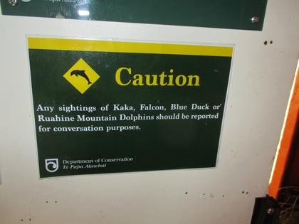 Humorous DOC sign at Top Maropea Hut